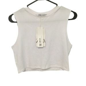 Zara size large, white crop top, new with tags, y2k